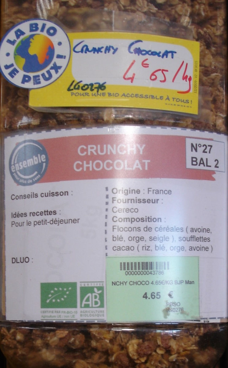 Crunchy chocolat ( prix au kg ) Crunchy chocolat ( prix au kg )