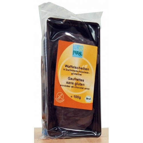 Pural, Gaufrettes enrobées de chocolat amer Sans Gluten 100g